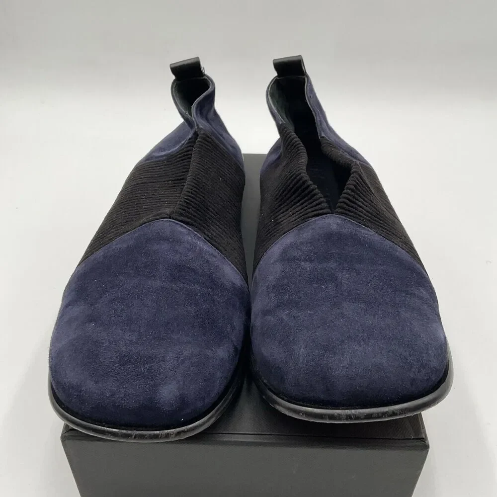 Gray Matters Navy and Black Suede Slip-On Flats